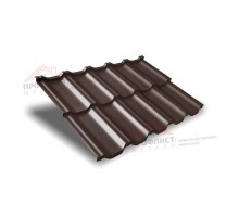 Металлочерепица модульная квинта Uno c 3D резом 0,5 GreenСoat Pural RR 887 шоколадно-коричневый (RAL 8017 шоколад).
