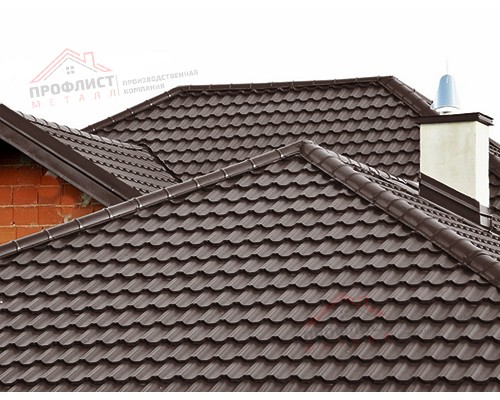 Металлочерепица модульная квинта Uno c 3D резом 0,5 Rooftop Matte RAL 8017 шоколад.