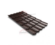 Металлочерепица квинта плюс c 3D резом 0,5 GreenCoat Pural RR 887 шоколадно-коричневый (RAL 8017 шоколад).