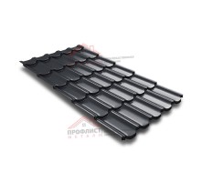 Металлочерепица квинта плюс c 3D резом 0,5 Quarzit lite RAL 7024 мокрый асфальт.