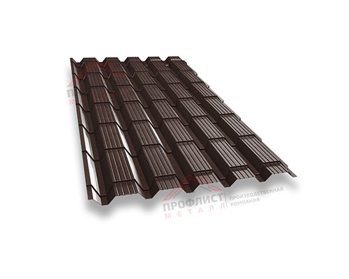 Металлочерепица квадро 0,5 Velur20 RAL 8017 шоколад.