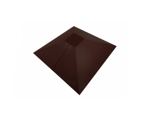 Колпак на столб под фонарь 390х390мм 0,5 Quarzit matt с пленкой RAL 8017 шоколад