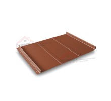 Простой вертикальный паз (профилированный) 0,5 GreenCoat Pural с пленкой на замках RR 750 кирпично-красный (RAL 8004 терракота)