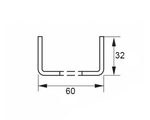 Профиль монтажный П-образный К240 60x32x3000, толщина 2,5 мм, оцинкованный