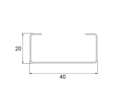 С-образный профиль перфорированный К108 40x20x2500, толщина 2,0 мм, из нержавеющей стали