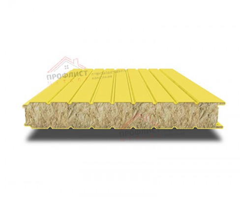 Стеновая сэндвич-панель с минеральной ватой, ширина 1200 мм, толщина 180 мм, 0.5/0.5, Полиуретан глянец