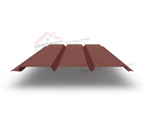 Софит металлический без перфорации 0,5 Velur с пленкой RAL 3009 оксидно-красный