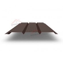 Софит металлический центральная перфорация 0,5 Quarzit lite с пленкой RAL 8017 шоколад