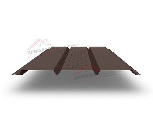 Софит металлический центральная перфорация 0,5 GreenCoat Pural matt с пленкой RR 887 шоколадно-коричневый (RAL 8017 шоколад)