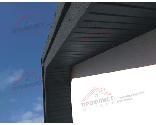 Софит металлический центральная перфорация 0,5 Rooftop Matte с пленкой RAL 7016 антрацитово-серый