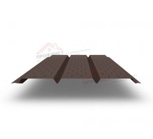 Софит металлический полная перфорация 0,45 Drap с пленкой RAL 8017 шоколад.