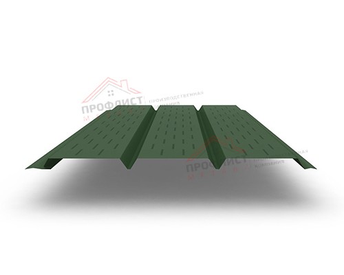 Софит металлический полная перфорация 0,5 GreenCoat Pural BT с пленкой RR 11 темно-зеленый (RAL 6020 хромовая зелень)