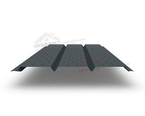 Софит металлический полная перфорация 0,5 Rooftop Matte с пленкой RAL 7016 антрацитово-серый.