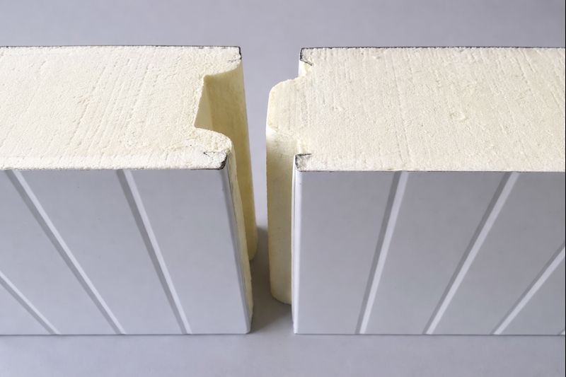 Фото для статьи: PIR-панель без замка — торец и пример стыка с нащельником