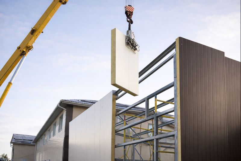 Фото для статьи: монтаж PIR-панелей без замка — узел примыкания к колонне/проёму