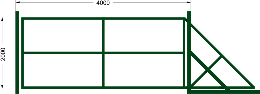 Чертеж забора с откатными воротами