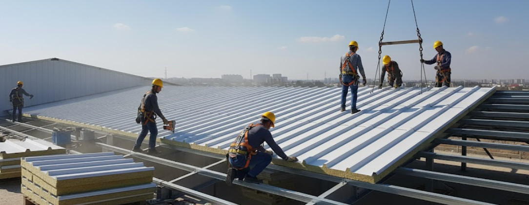 Монтаж кровельных сэндвич панелей с минеральной ватой