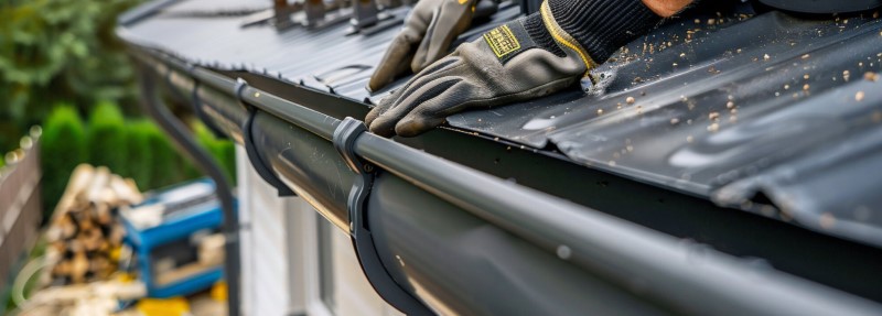 Пластиковая водосточная система на фасаде дома