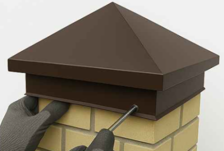 Установка колпака на столб