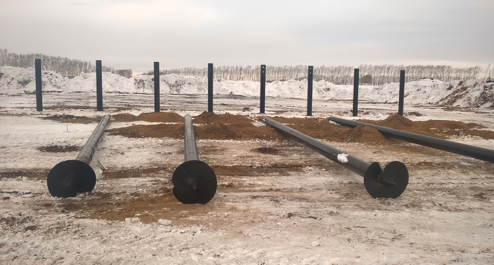 Монтаж труб, лаг и свай