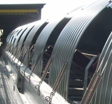 Замковые соединения и узлы крепления укрытия конвейеров из арочного профнастила