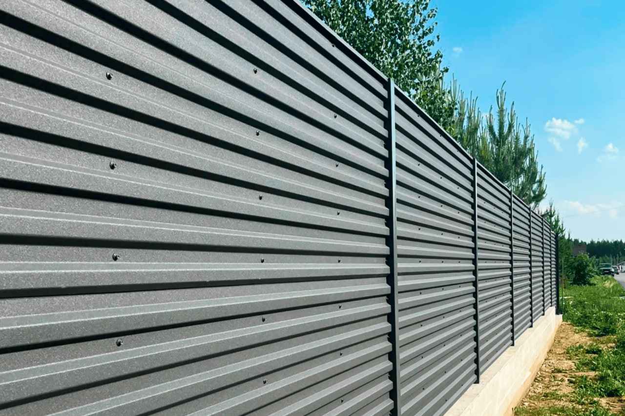 Забор из профнастила возле склада