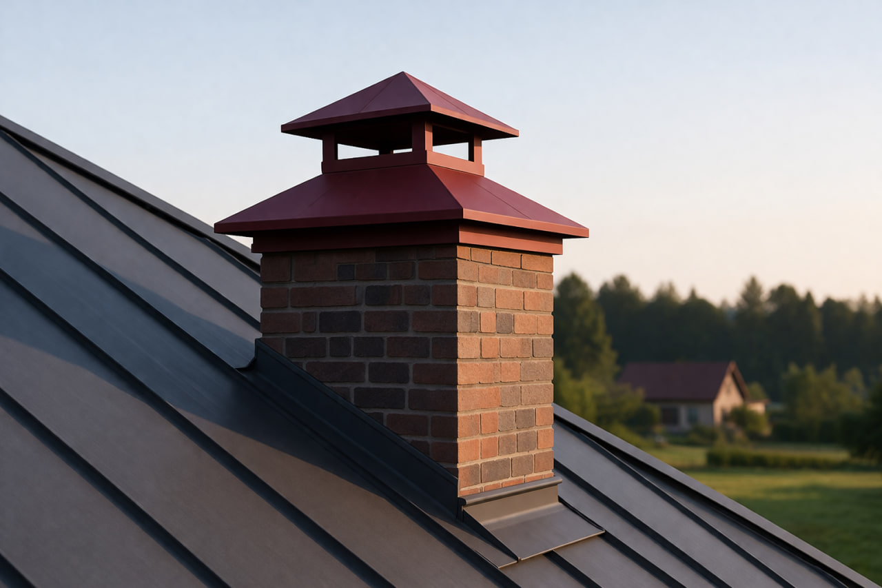 Двойной дымник на кирпичной трубе