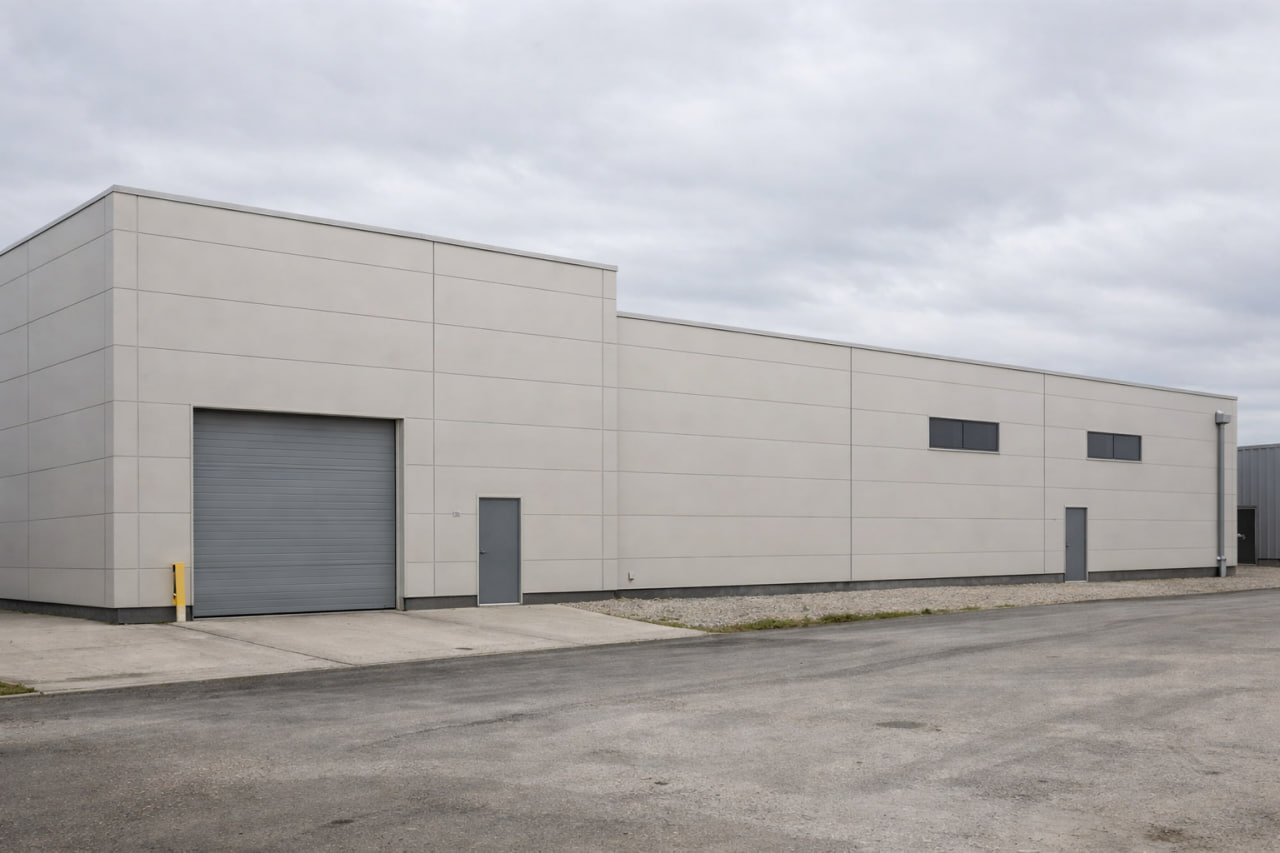 Гладкие сэндвич-панели на коммерческом объекте