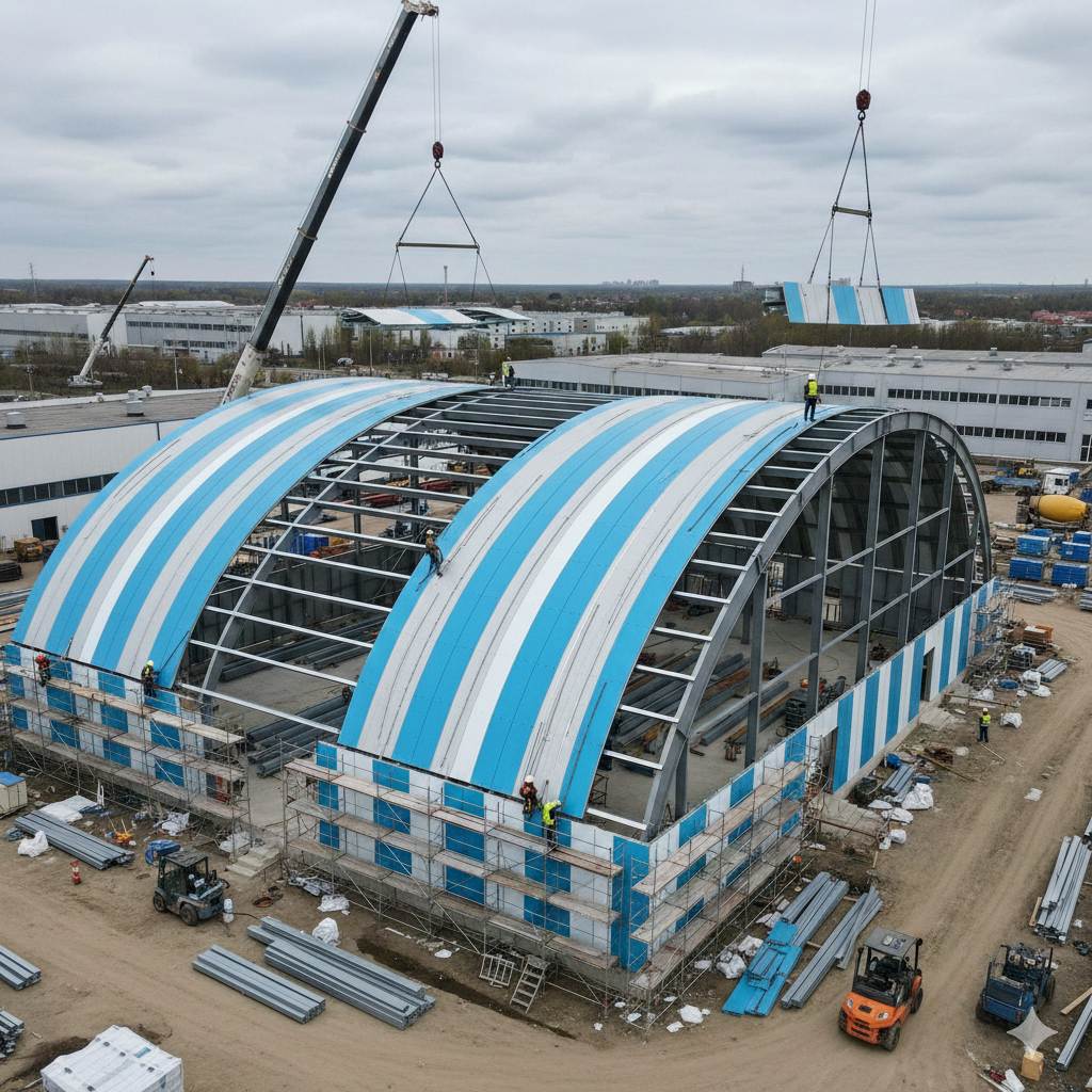Монтаж арочной конструкции из сэндвич-панелей