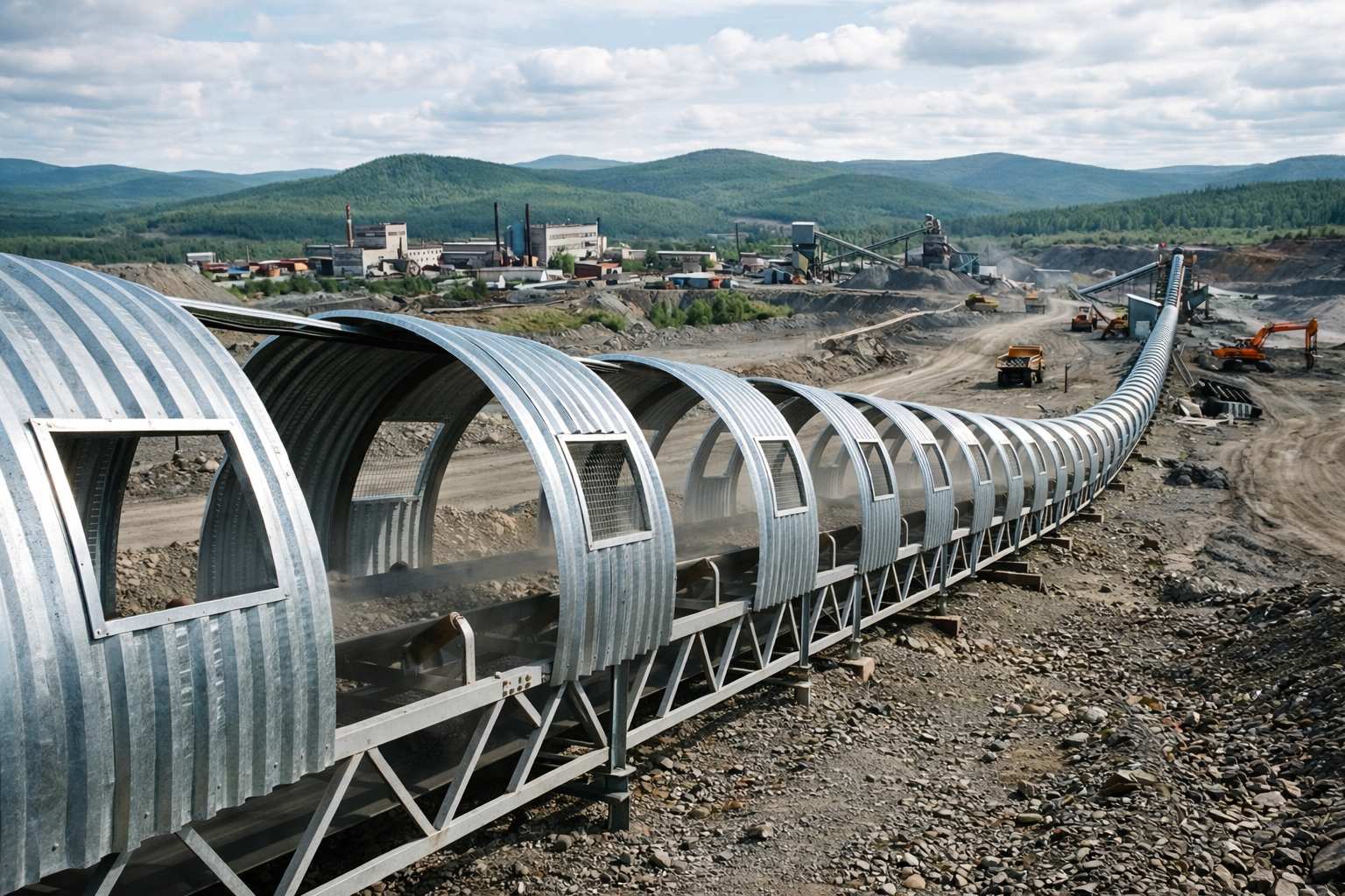 Арочные укрытия конвейеров для предприятий СПб и ЛО